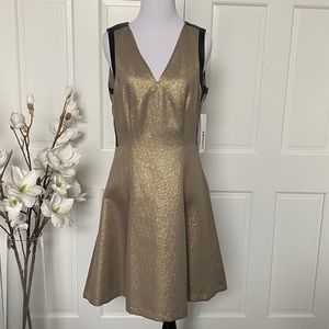 DKNYC Metallic Gold  Fit & Flate Dress